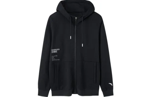 ANTA Basketball Collection Jackets Men's Black Hooded Thickened Instructor
