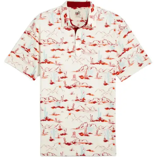PUMA Golf Matter Bushland Polo Shirt Men's Warm White/Silver Sky