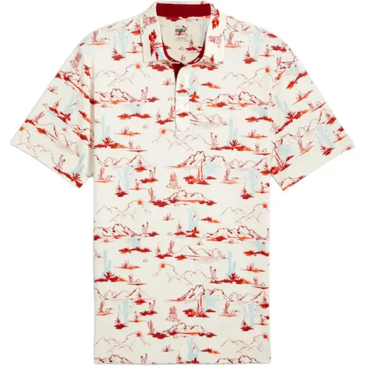 PUMA Golf Matter Bushland Polo Shirt Men's Warm White/Silver Sky