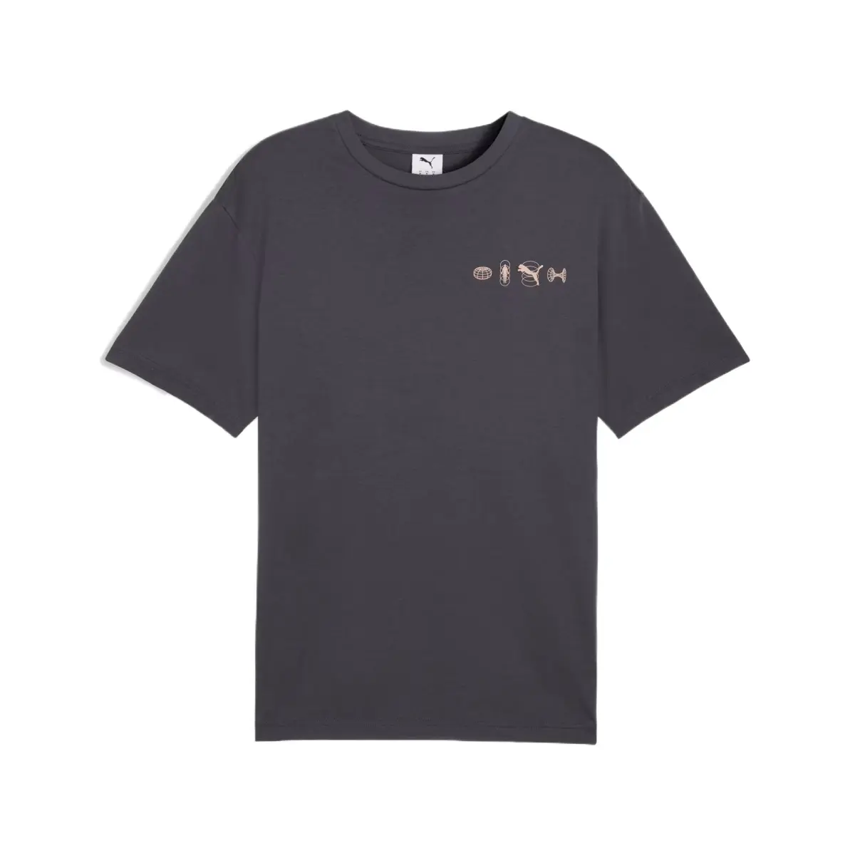 PUMA T-Shirts Unisex Gray Crew Neck Moderate Straight Fit