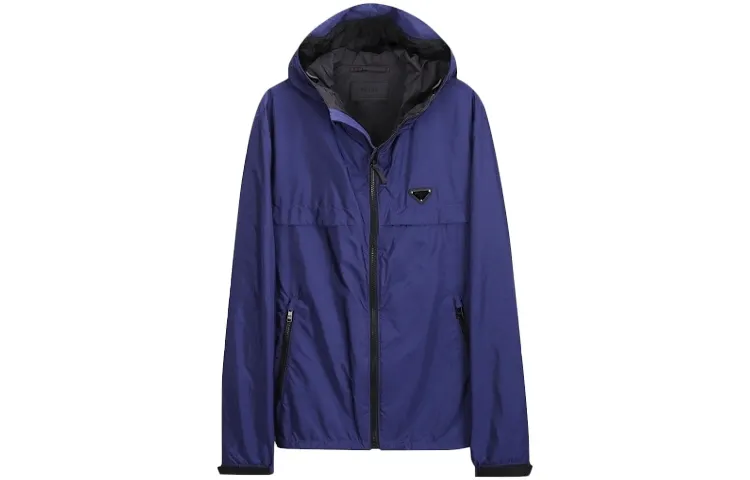 PRADA Jackets Men's Blue Hooded Moderate Other