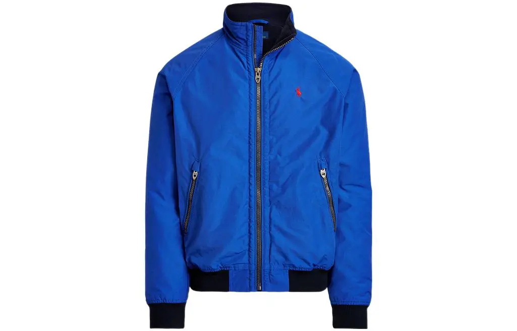 Polo Ralph Lauren SS22 Solid Color Fleece Lined Zipper Stand Collar Jackets & Coats Men's Blue