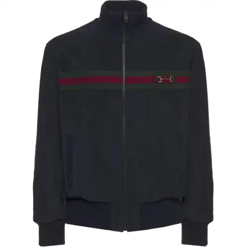 GUCCI Jackets Men's Marine Blue Stand Collar Moderate Other