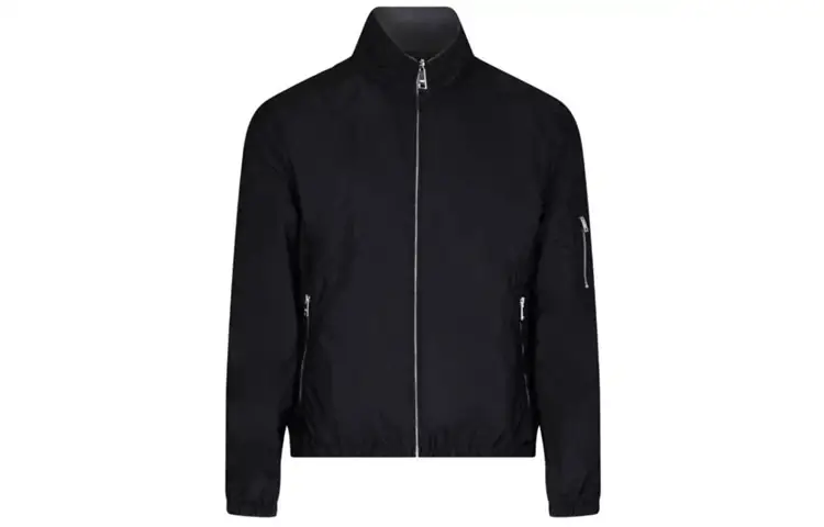 PRADA Jackets Men's Black Stand Collar Moderate Other