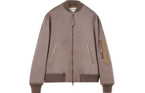LOEWE Jackets Men's Iron Brown Baseball Collar Moderate