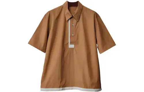 HERMES Polo Shirts Men's Umber Polo Collar Moderate Straight Fit