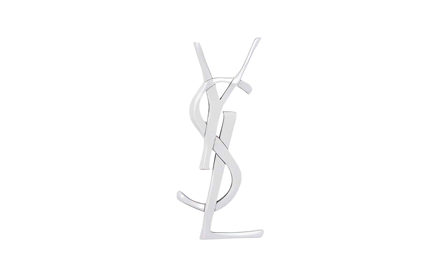 SAINT LAURENT 18K Gray Gold Stud Earrings Women's Silver