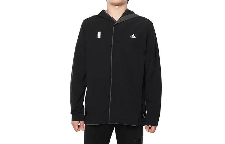 Adidas Jackets Men's Black Hooded (Non-detachable) Moderate Straight Fit