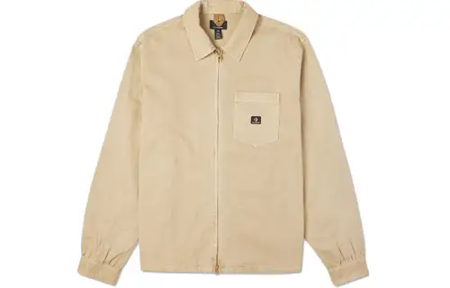 Converse WOVEN ZIPPER Jackets Unisex Khaki Lapel Moderate Other