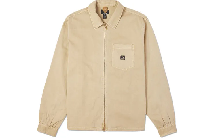 Converse WOVEN ZIPPER Jackets Unisex Khaki Lapel Moderate Other
