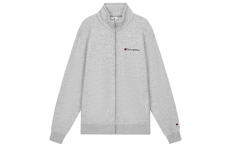 Champion FW24 Script Shop Embroidery Script Logo Stand Collar Solid Color Casual Versatile Fleece Lined Cardigan