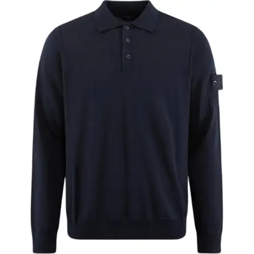 STONE ISLAND Compass-Badge Long-Sleeved Knitted Polo Top