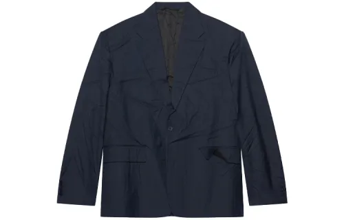 Balenciaga Jackets Men's Dark Blue Suit Collar Moderate Other