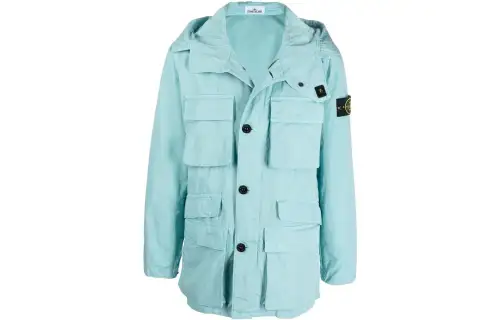 STONE ISLAND Jackets Men's Sky Blue Hooded Moderate Other