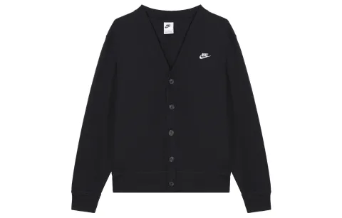 Nike Club Knitwear Men's Black V-neck Moderate Cardigan