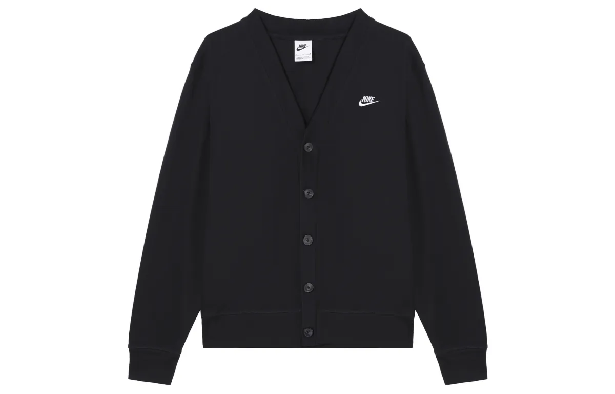 Nike Club Knitwear Men's Black V-neck Moderate Cardigan