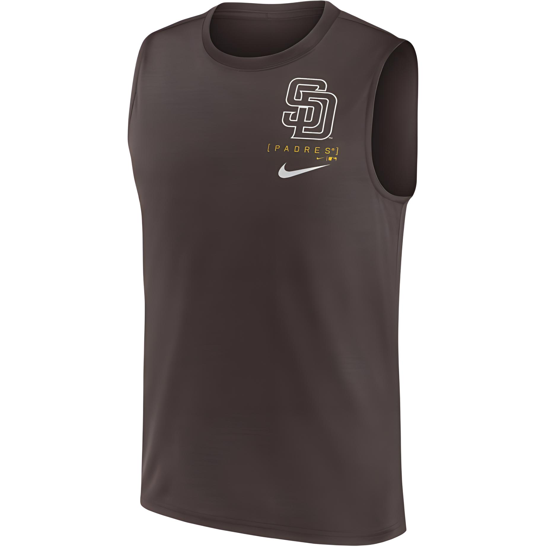 Nike X MLB joint model San Diego Padres Large Logo San Diego Padres crew neck printed sleeveless vest, men's brown