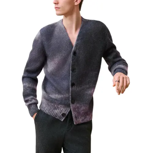 HERMES Knitwear Men's Purple V Neck Moderate