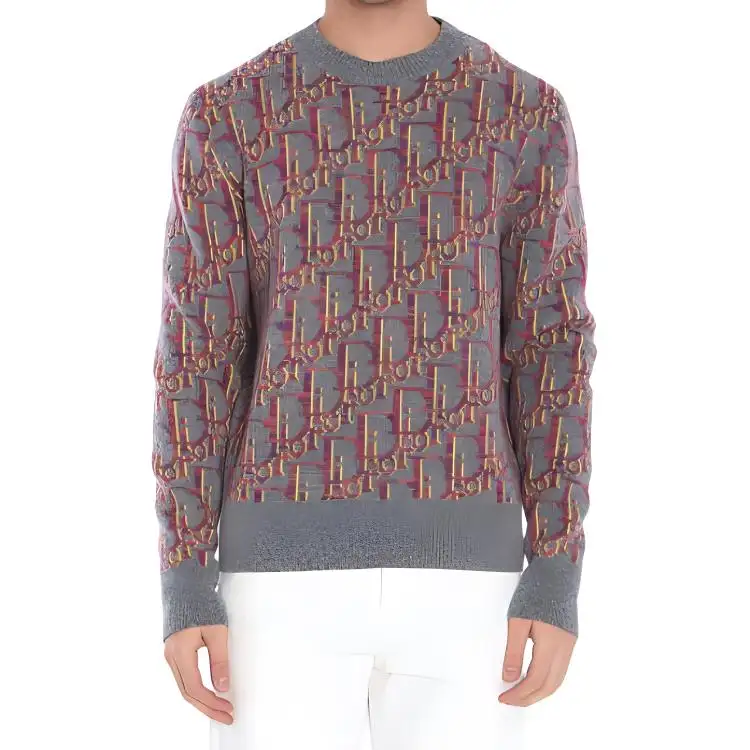 DIOR Sweaters Men's Gray Crew Neck Moderate