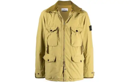 STONE ISLAND Jackets Men's Yellow Lapel Moderate Workwear