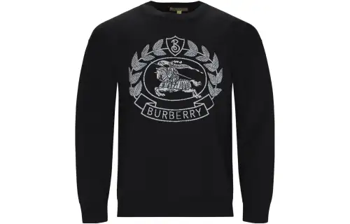 Burberry Knitwear Men's Black Crew Neck Moderate Other