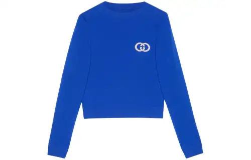 GUCCI Knitwear Men's Blue Crew Neck Moderate Other
