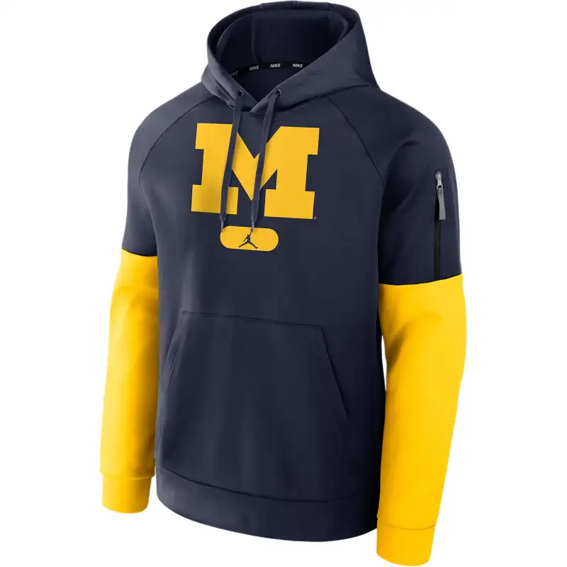 Jordan Michigan Wolverines Fitness Men’s Jordan Brand Therma College Pullover Hoodie