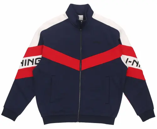 Li Ning Sports Fashion Collection Fleece Lined Stand Collar Cardigan For Warmth Jacket Unisex Ink Blue