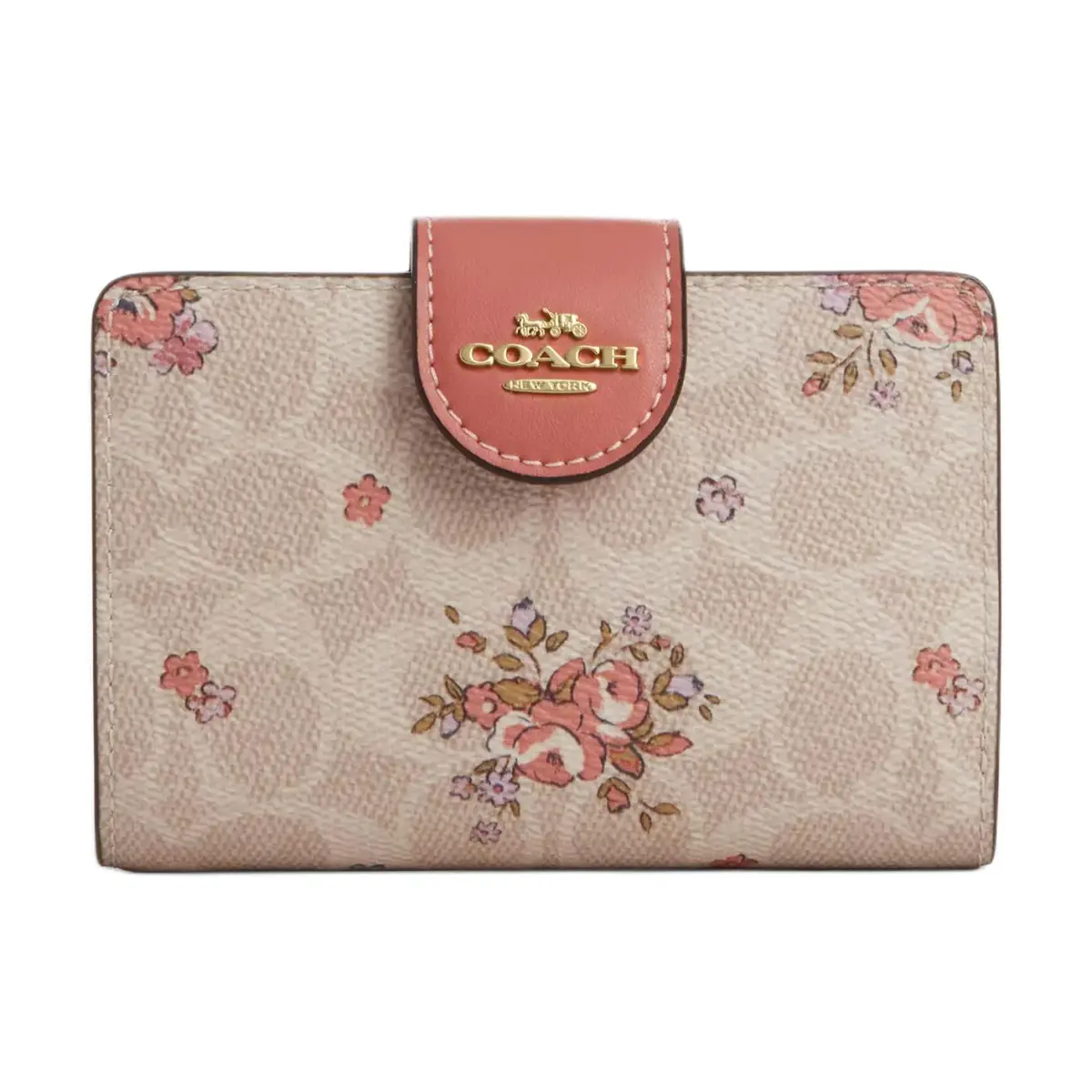 COACH Corner Zip Coated Canvas Wallet Women's Sand & Multicolor