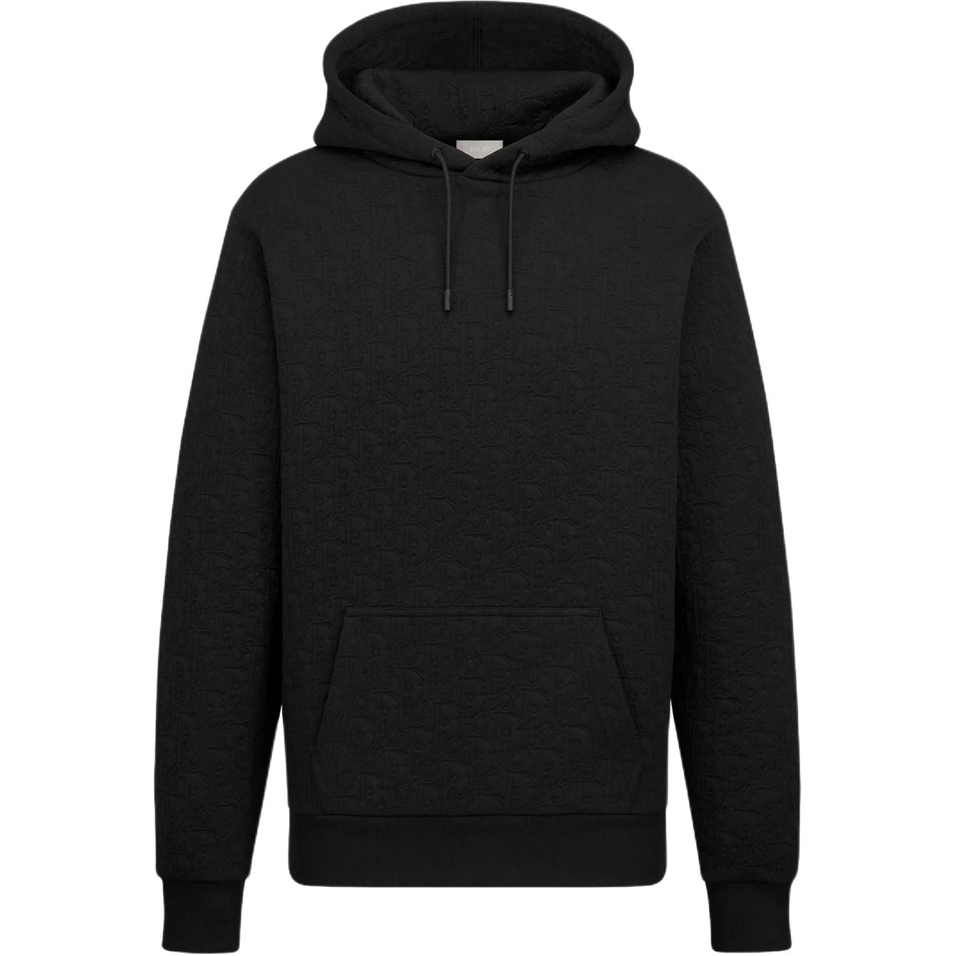 DIOR Dior SS25 Spring Men's Ready-to-Wear Collection Quilted Printed Drawstring Hood with Ribbed Long Sleeve Sweatshirt Men's Black