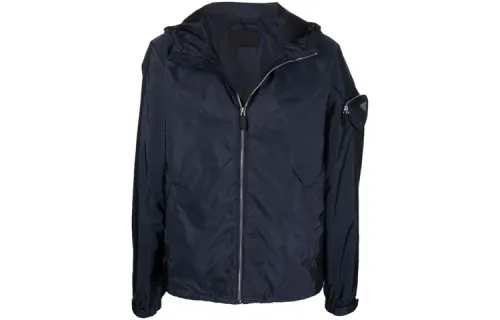 PRADA Jackets Men's Dark Blue Hooded Moderate Other