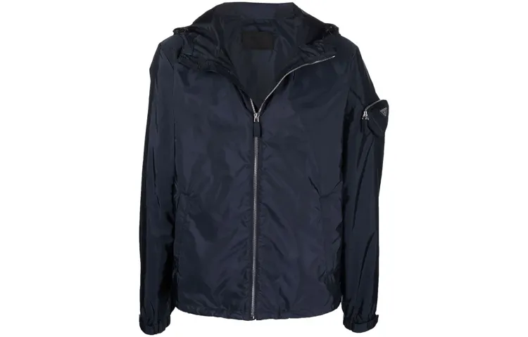 PRADA Jackets Men's Dark Blue Hooded Moderate Other