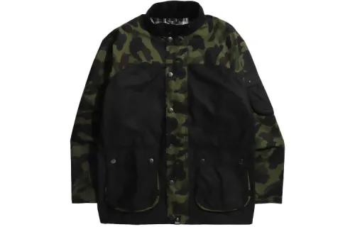 A BATHING APE BAPE® × Barbour Joint Logo Print Camouflage Long Sleeve Jacket Men's Camo Color