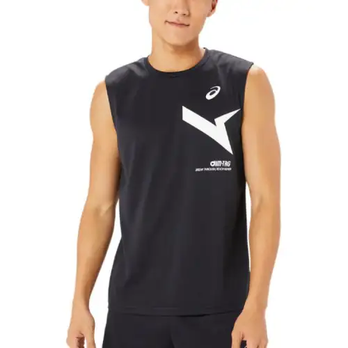 ASICS Tank Tops Men's Black Crew Neck Moderate Straight Fit