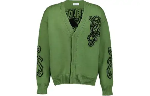 OFF-WHITE V-neck Intarsia-knit Cardigan