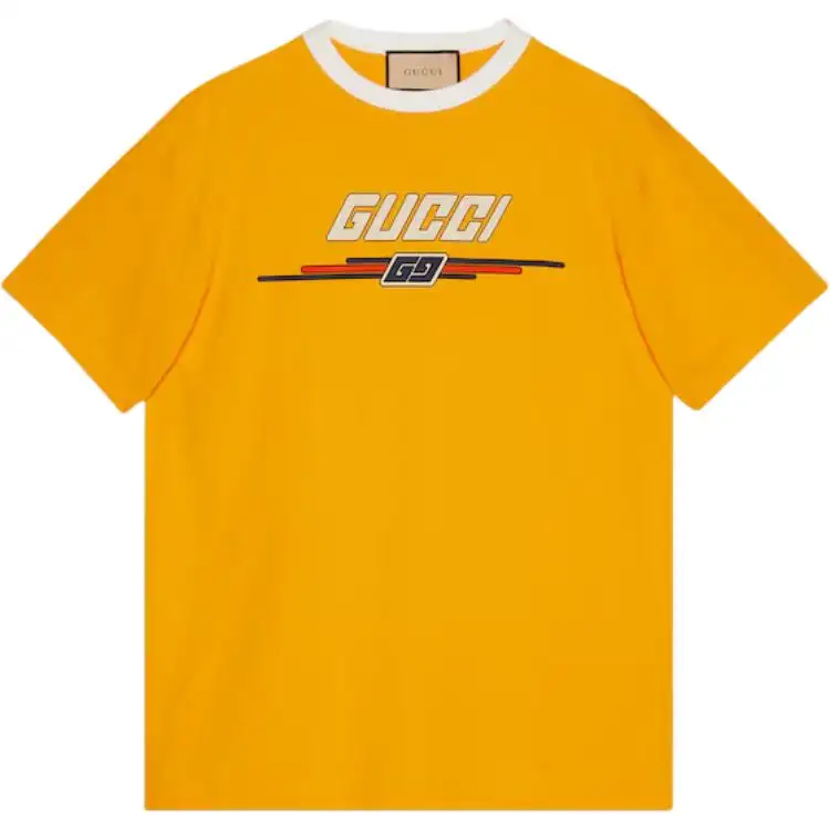 GUCCI T Shirts Men's Yellow Crew Neck Moderate Straight Fit