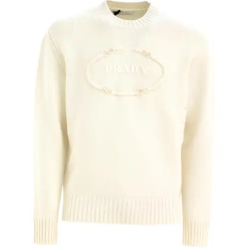 PRADA Logo-Embroidered Round-Neck Jumper