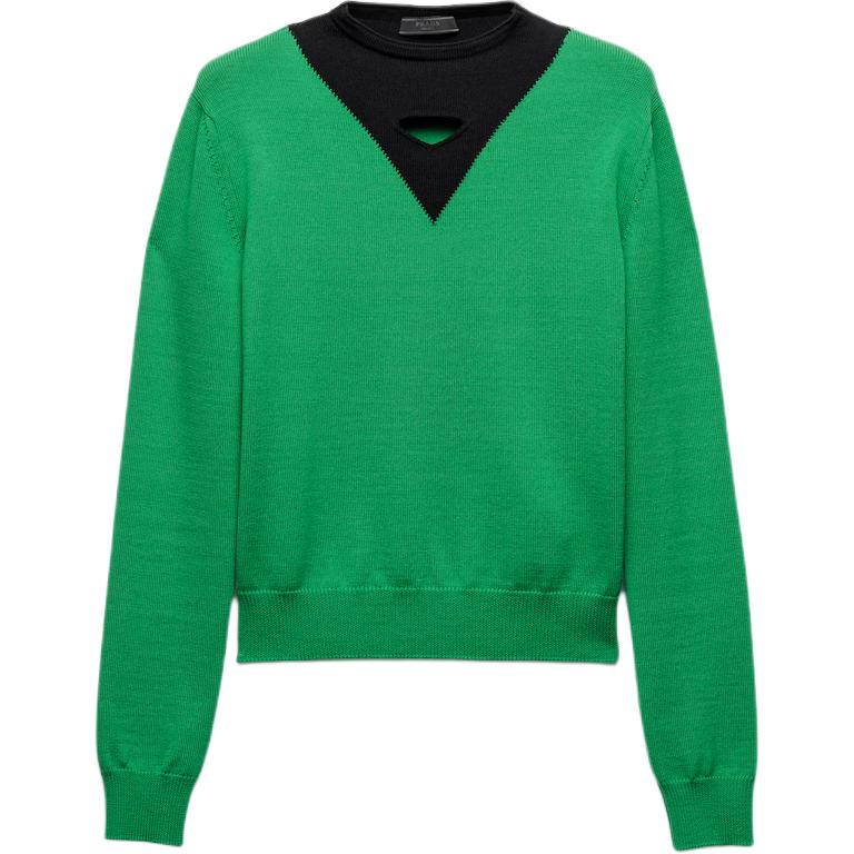 PRADA Sweaters Men's Green Crew Neck Moderate Other