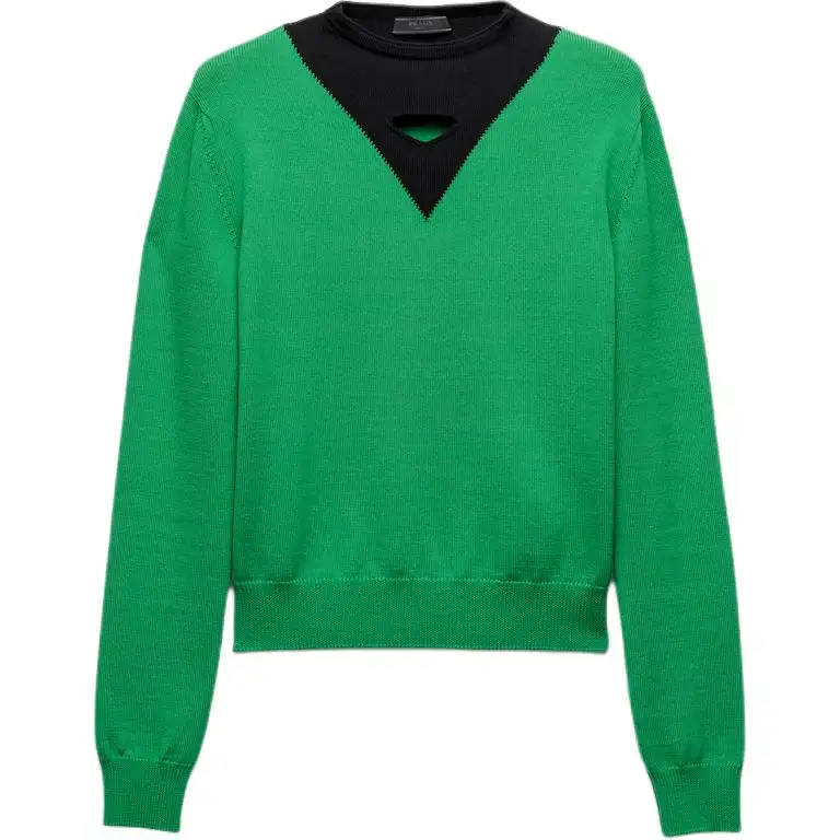 PRADA Sweaters Men's Green Crew Neck Moderate Other