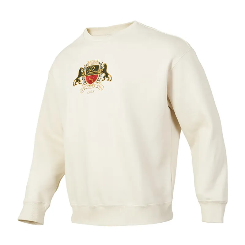 PUMA Sweatshirts Unisex Ecru Crew Neck Moderate Regular