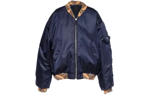 PRADA Jackets Men's Blue Baseball Collar Moderate Other