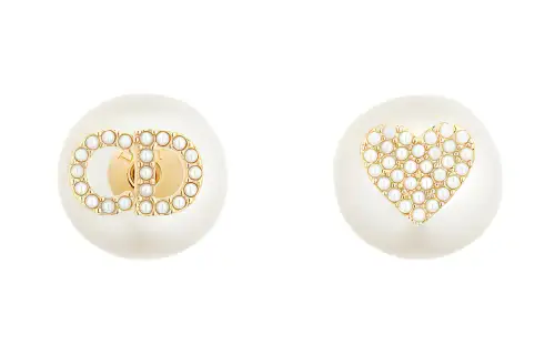 DIOR Stud Earrings Women's Gold, White