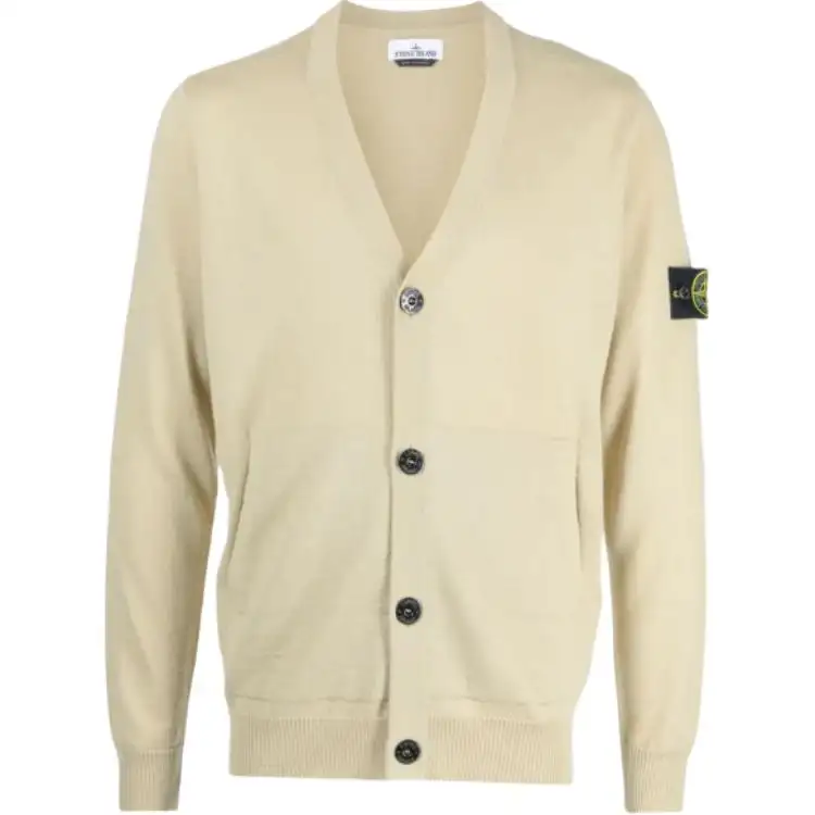 STONE ISLAND Compass motif Virgin Wool Cardigan