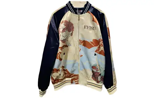 EVISU Jackets Men's Brown Baseball Collar Moderate Other