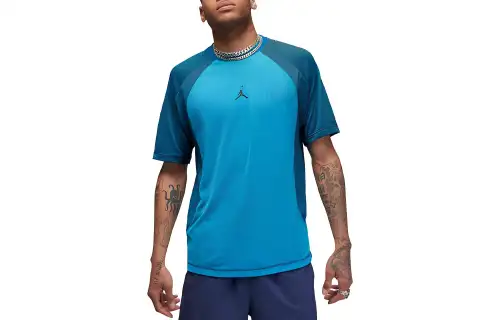 Jordan Sport T Shirts Men's Blue Crew Neck Moderate Straight Fit