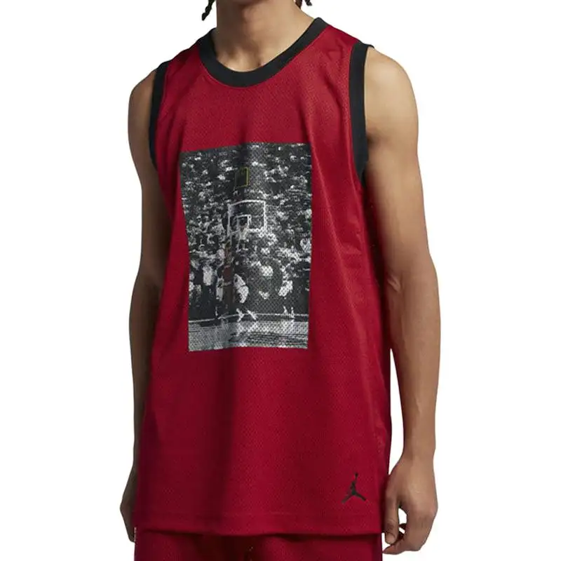 Jordan Tank Tops Men's Red Crew Neck Moderate Straight Fit