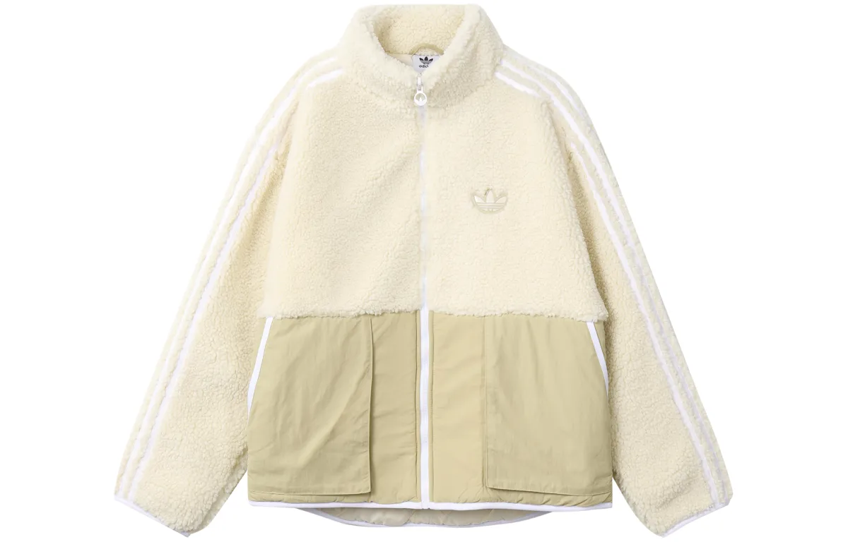 Adidas Originals Trefoil Collection Outfit Embroidery Logo Retro Sports Storage Pocket Detail Stand Collar Fleece Lined