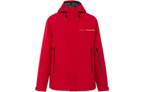 PRADA Jackets Men's Red Hooded Moderate Other