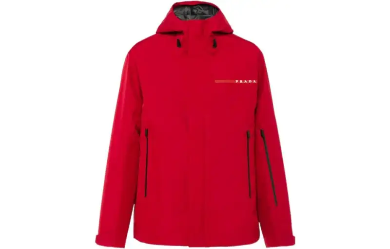 PRADA Jackets Men's Red Hooded Moderate Other