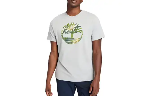 Timberland T Shirts Men's Gray Crew Neck Moderate Straight Fit